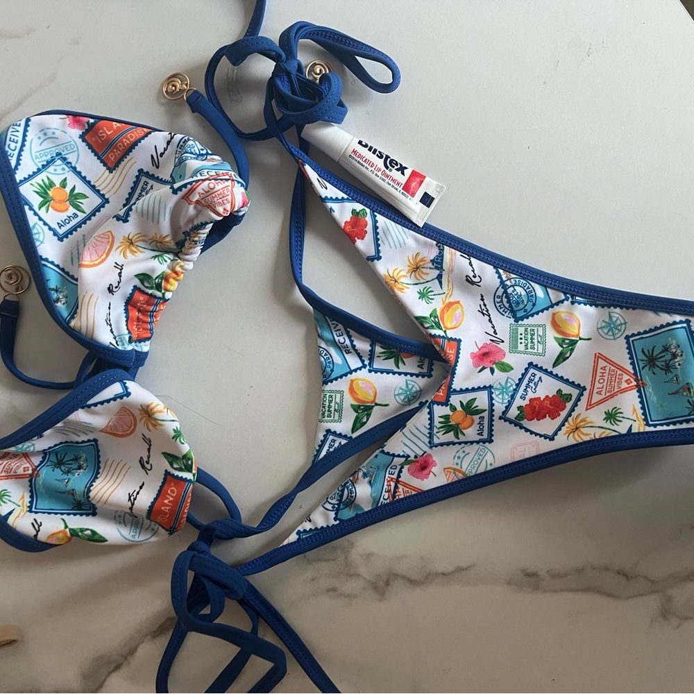 Blue Patterned Bikini Set - Picture 4 of 6